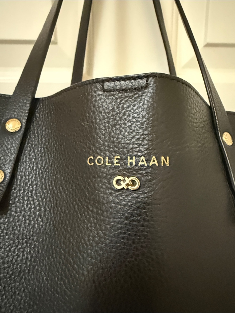 Cole Haan Palermo Black Leather Large Tote Bag Shoulder Work Purse Minimalist - Picture 2 of 10